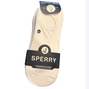Sperry Men's Cream Cushioned No Show Socks